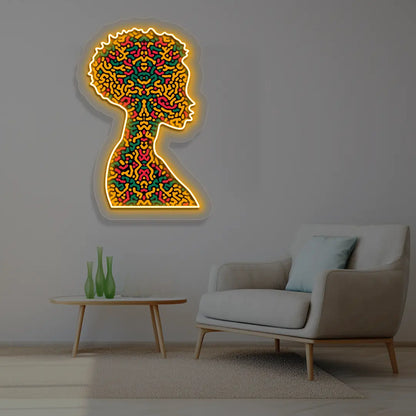 Vivid Diva Neon Artwork in Orange color