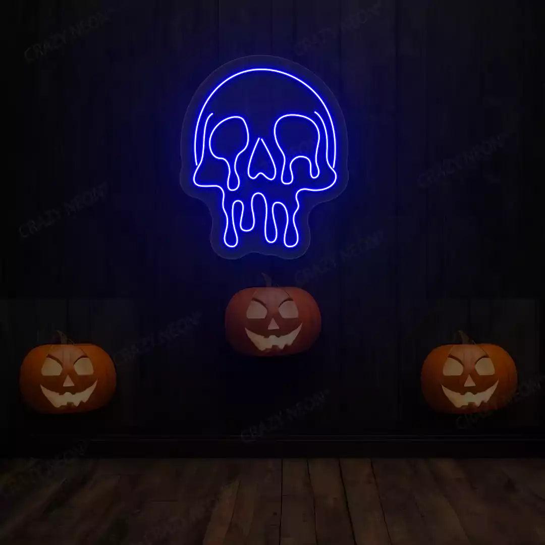 Melting Skull Neon Sign | Blue