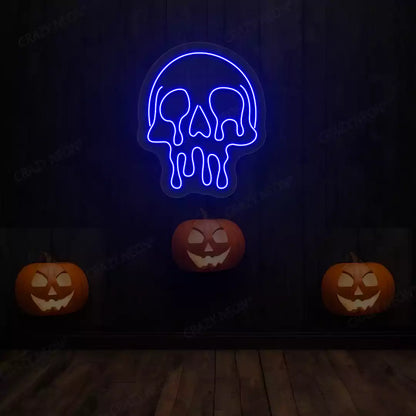 Melting Skull Neon Sign | Blue