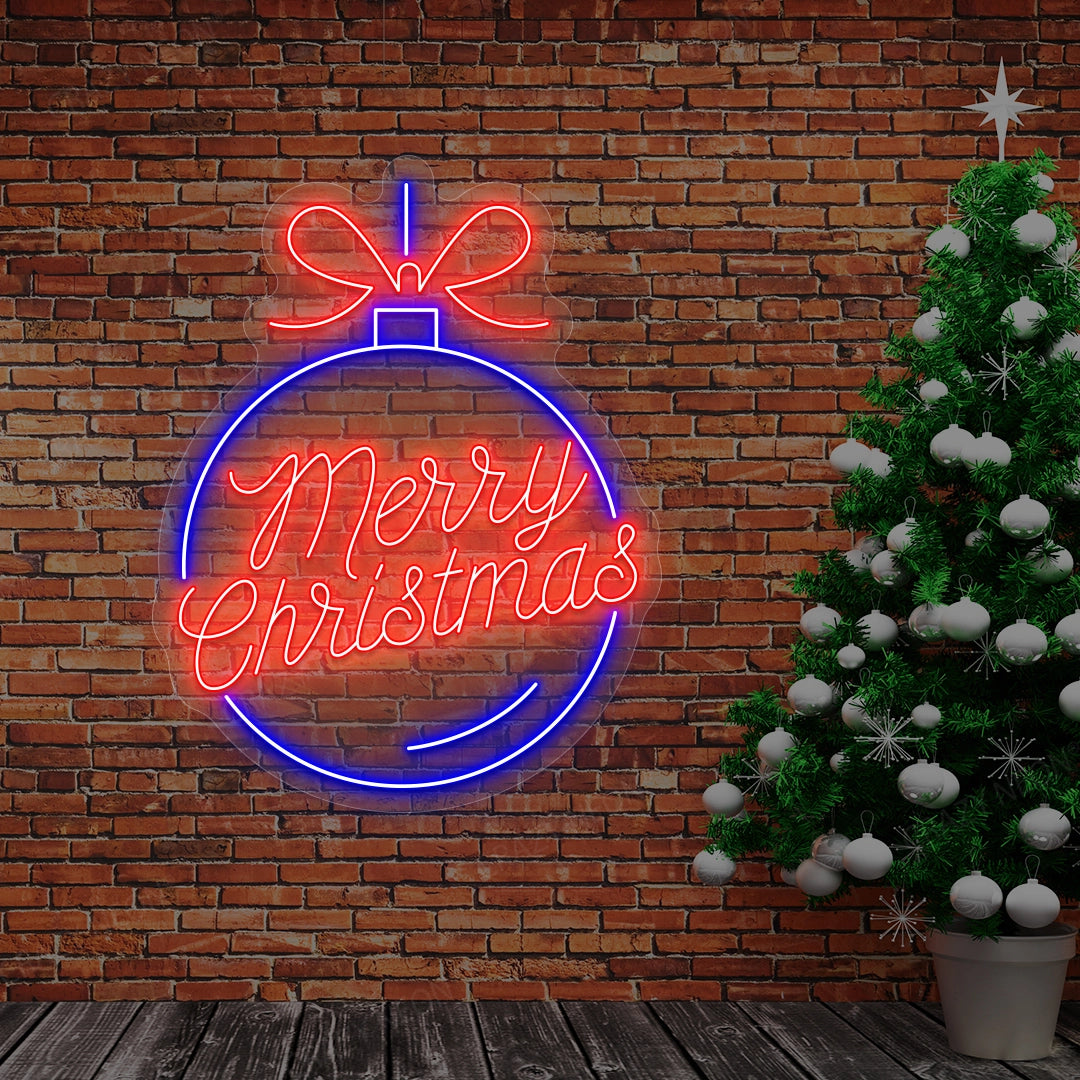 Merry Christmas Bauble LED Neon Sign| Blue 