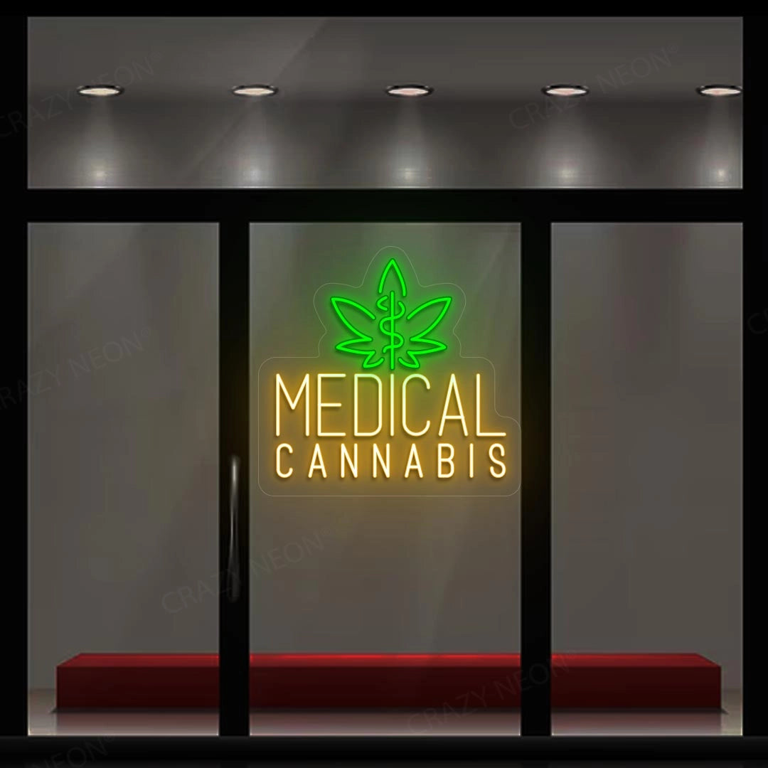 Medical Cannabis Leaf Neon Sign | Orange