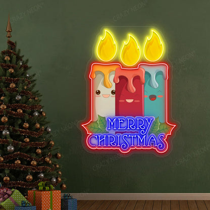 Christmas Candles Neon Sign | Red