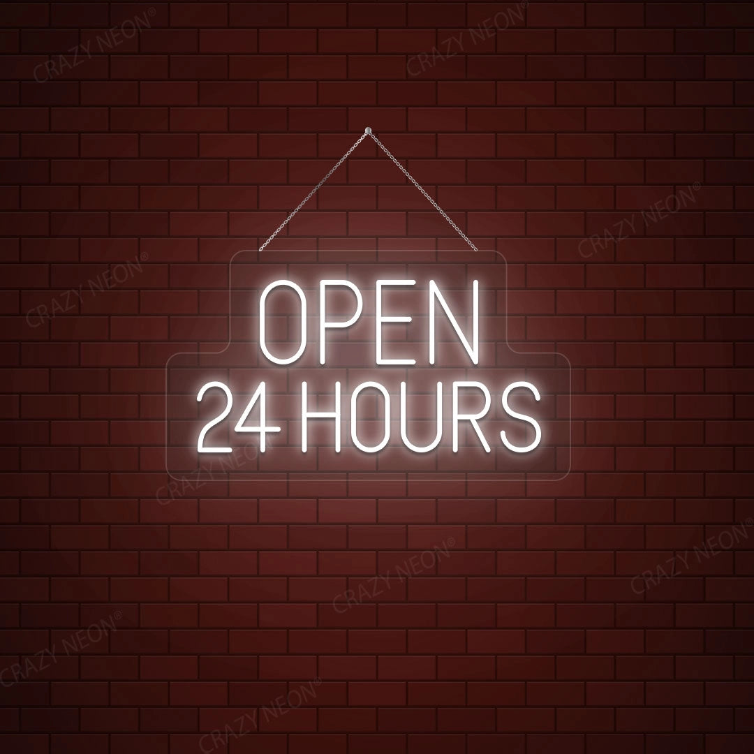 Open 24 Hours Sign | Warmwhite