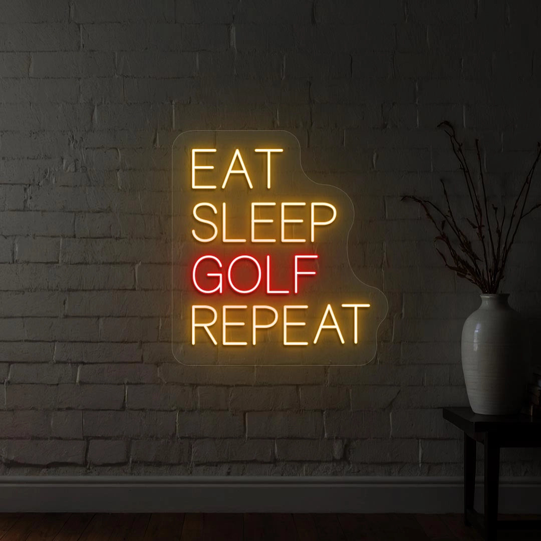 Eat Sleep Golf & Repeat Neon Sign | Orange