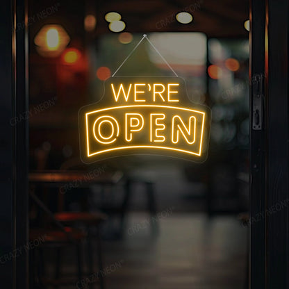 We're Open Arc Shape Sign | Orange