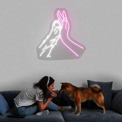 Pawesome High Five Neon Sign | Pink