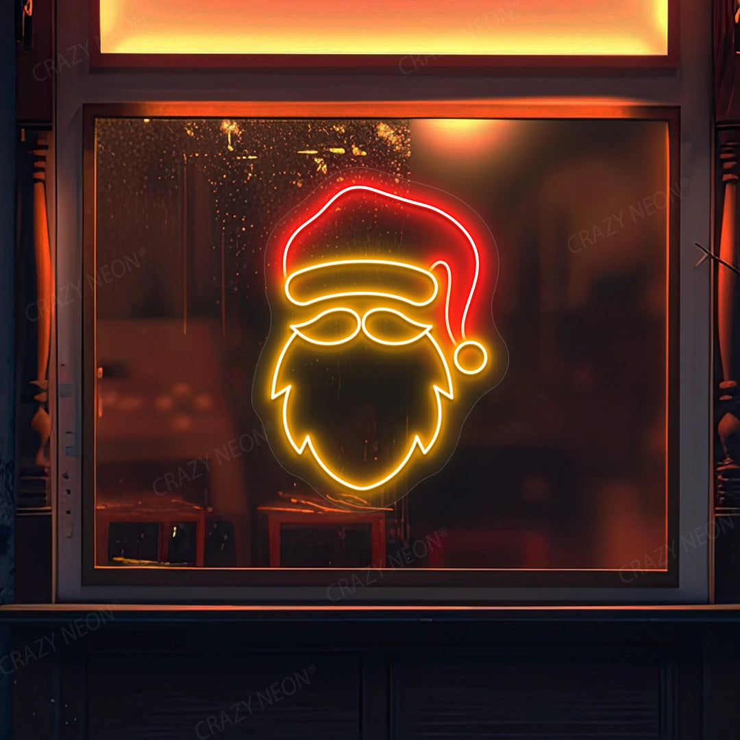 Santa Face Neon Sign | Orange 