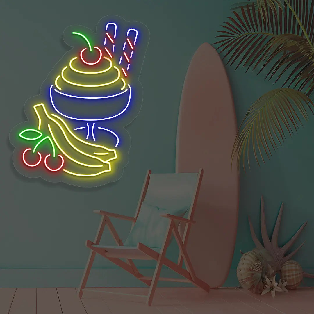 Tropical Sundae Neon Sign in Blue color