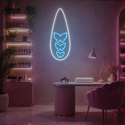 Butterfly Wings Nail Neon Sign