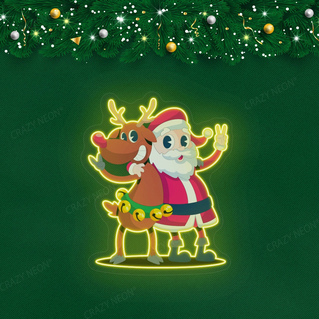 Santa and Rudolph Neon sign