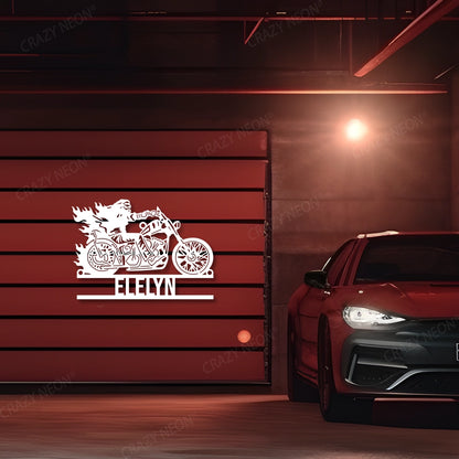 Bike Rider Name Custom Metal Monogram in White color