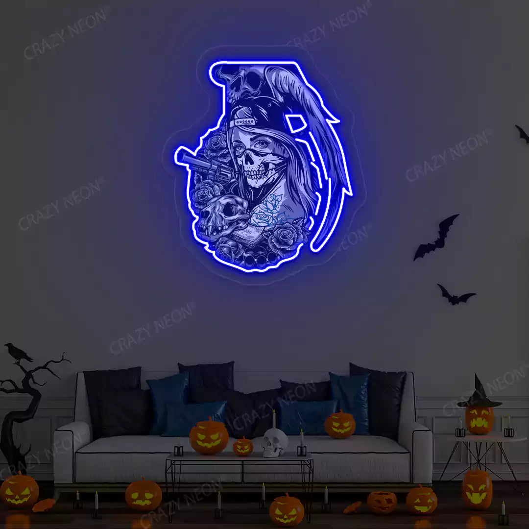 Deadly Diva Grenade Neon Artwork | Blue