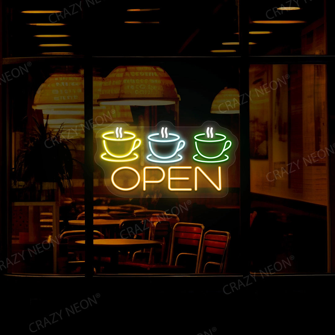 Coffee Cup Open Sign | Orange