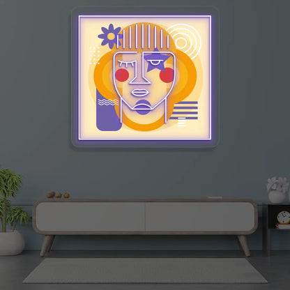 Urban Pop Abstract Neon Artwork Sign in Purple color