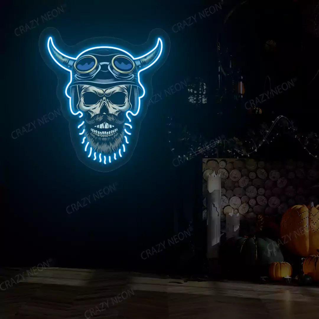 Biker Skull Neon Sign | Iceblue