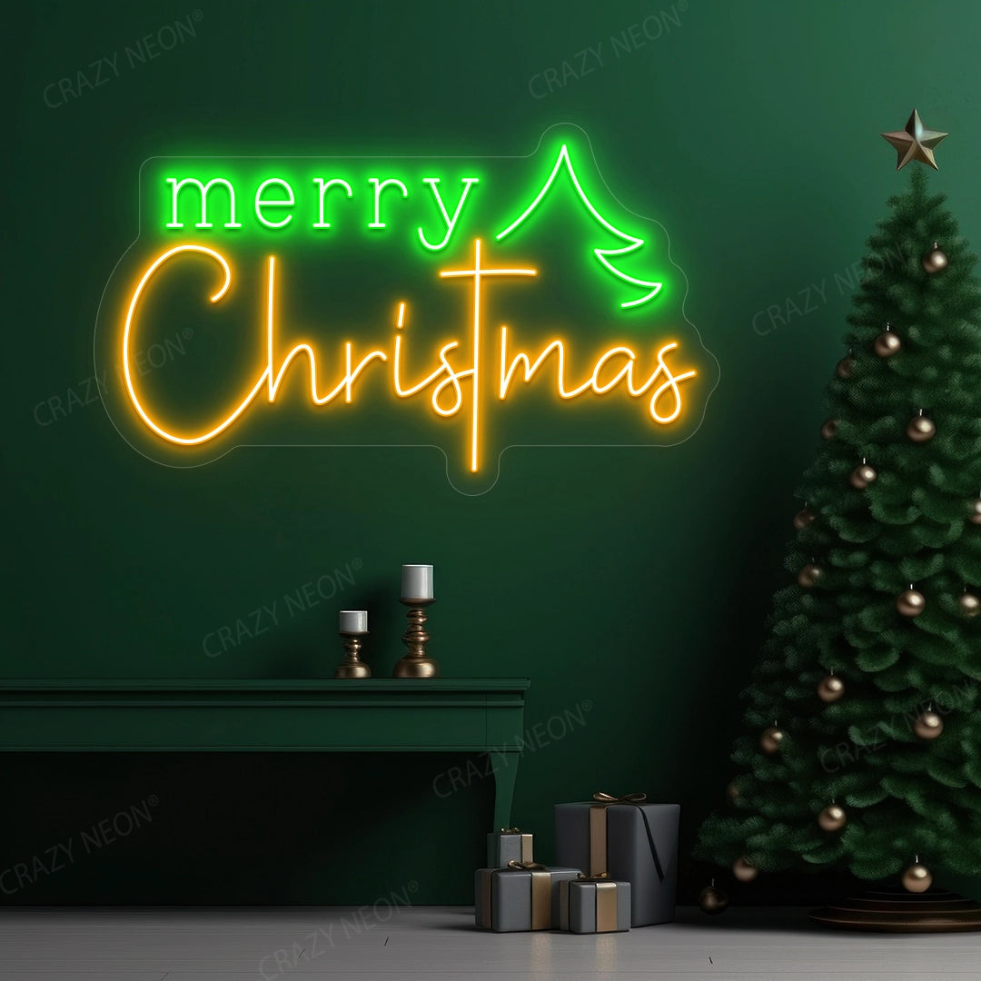 Christmas Wishes & Trees Neon Sign | Orange 