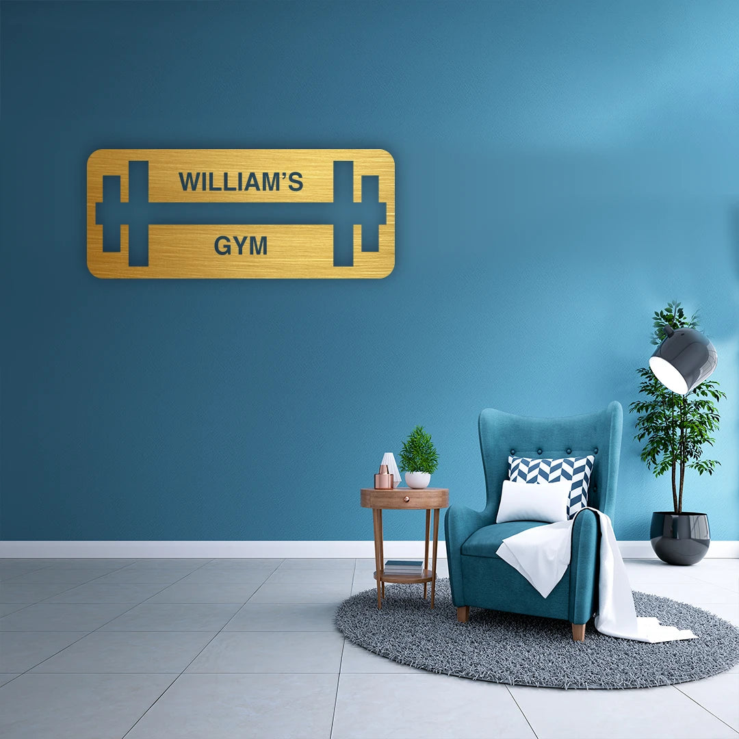 Custom Gym Name Metal Monogram in Golden finish