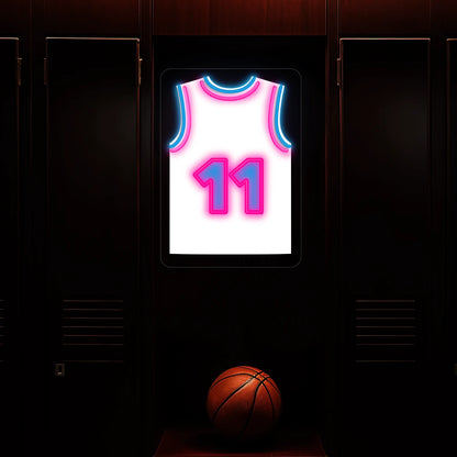 Miami Jaquez Jr. 11 Jersey Basketball Neon Artwork