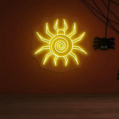Spiral Spider Neon Sign | Yellow