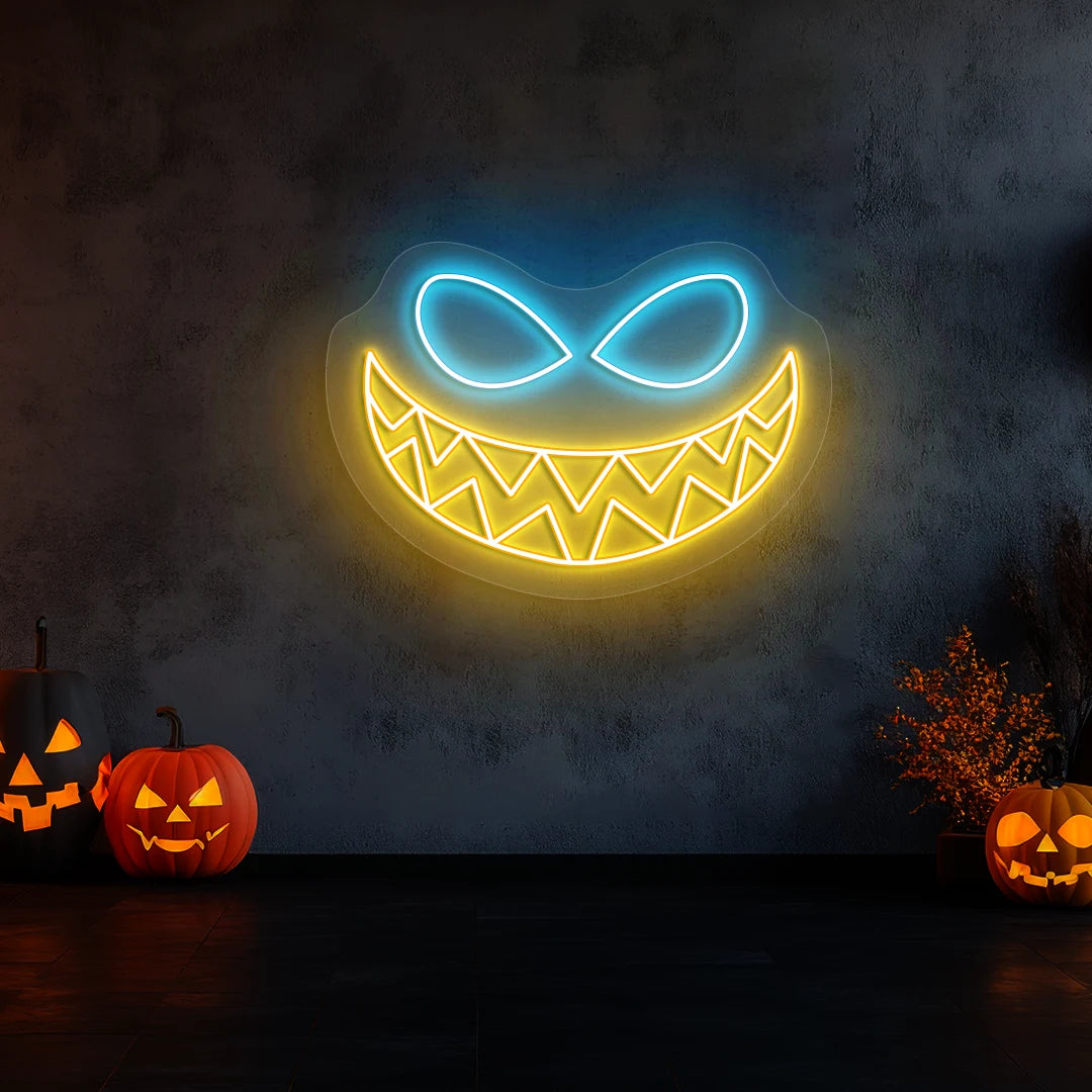 Sinister Grin Neon Sign | Yellow