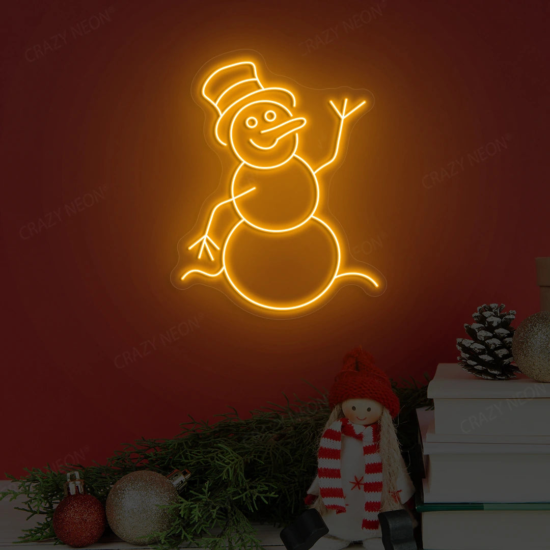 Jolly Snowman Neon Sign | orange