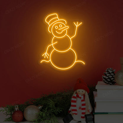 Jolly Snowman Neon Sign | orange