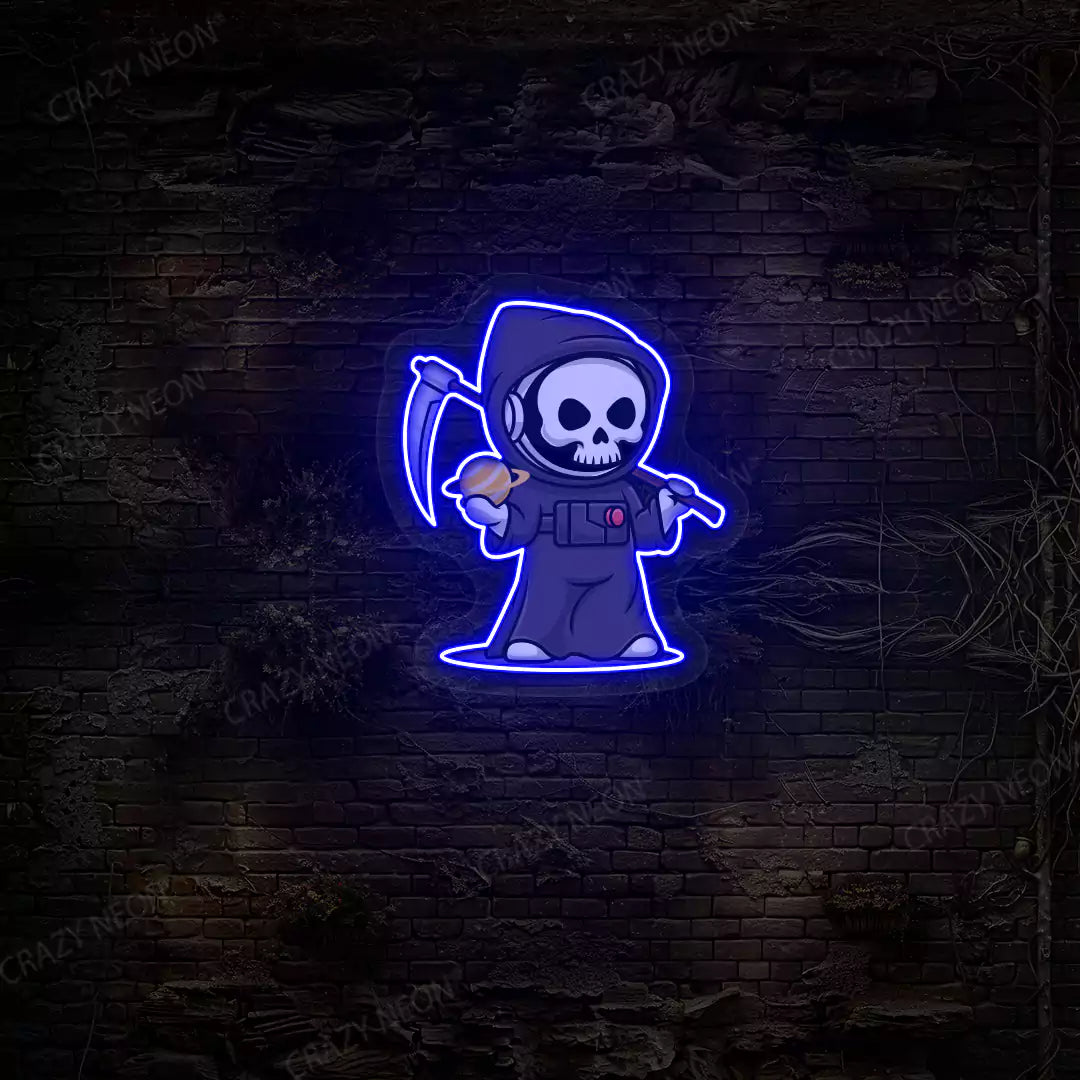 Astronaut Grim Reaper Neon Artwork | Blue