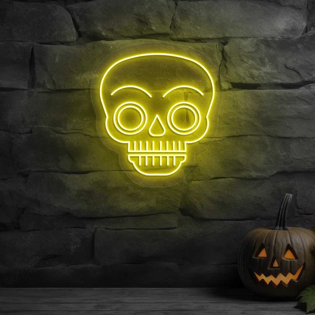 Glow Skull Neon Sign | Yellow