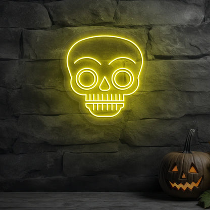 Glow Skull Neon Sign | Yellow