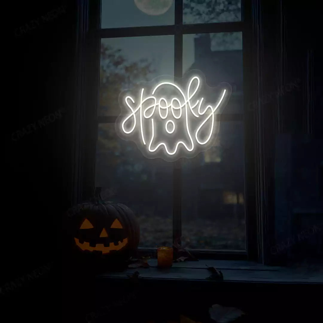 Spooky Ghost Neon Sign | Warmwhite