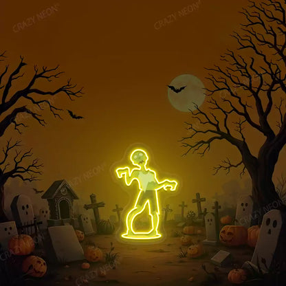Cemetery Zombie Neon Artwork | Yellow