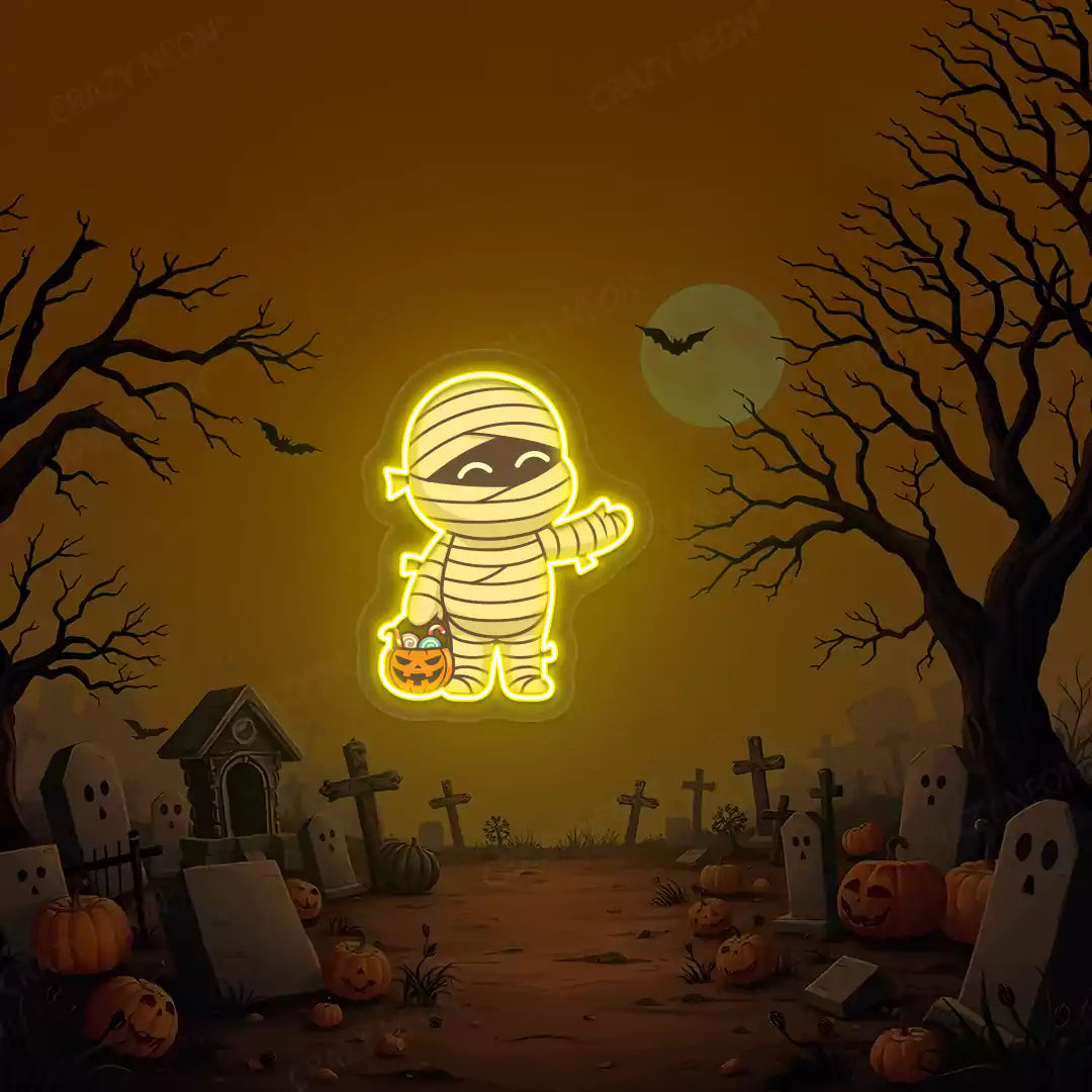 Mummy Kid Neon Artwork | Yellow
