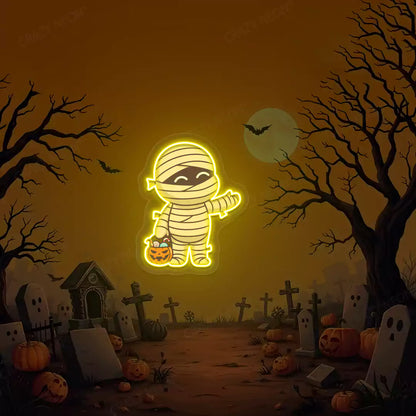 Mummy Kid Neon Artwork | Yellow