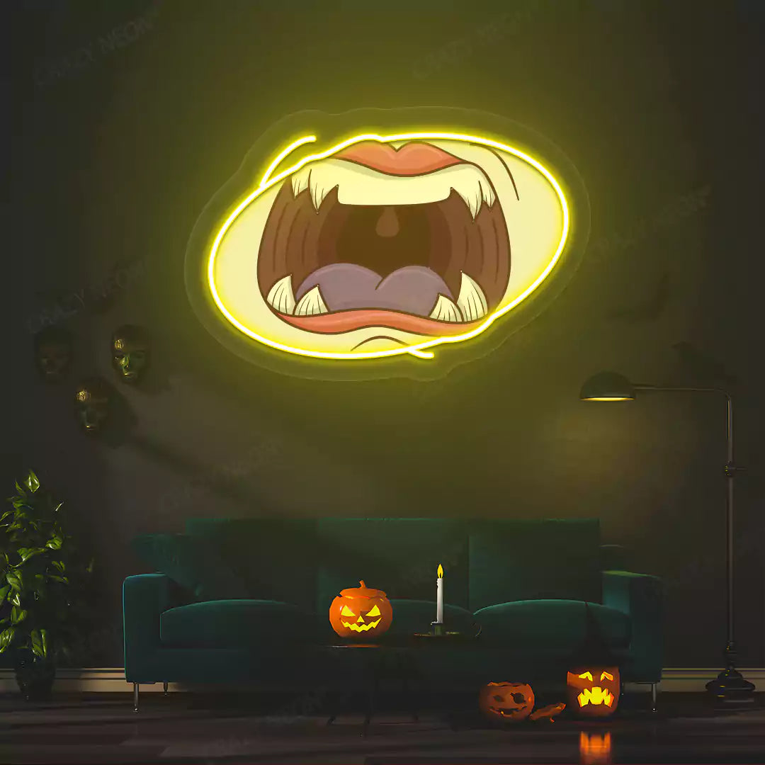 Vampire Mouth Neon Artwork | Yellow