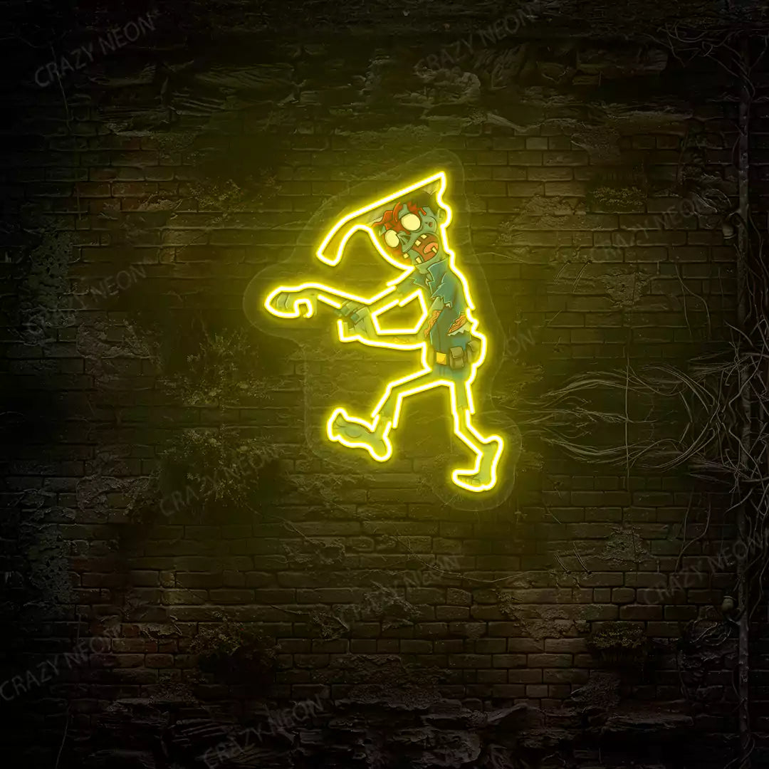 Zombie Walker Neon Artwork | Yellow