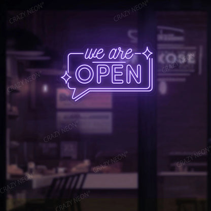 We are Open Neon Sign | Purple