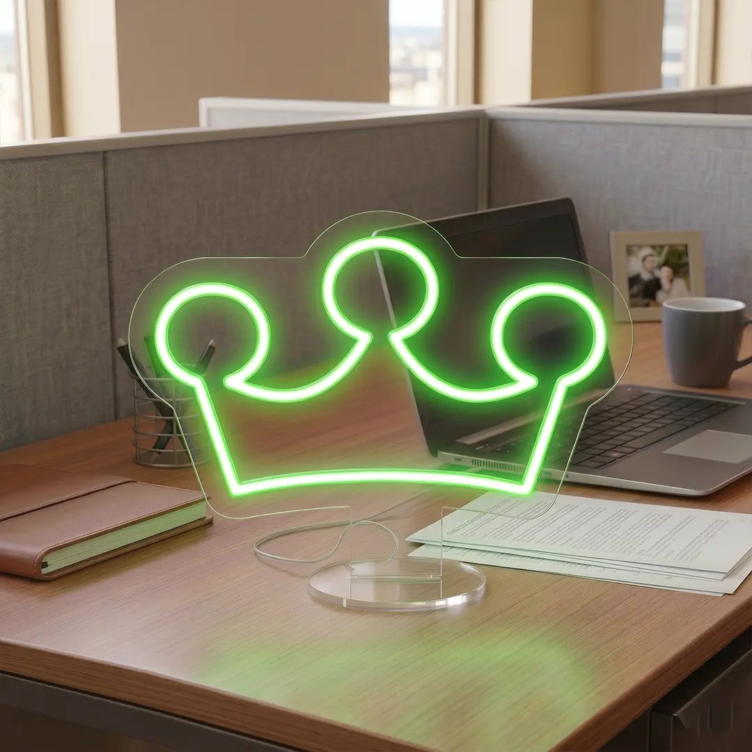 Royal Crown Mini Neon Sign in Green color
