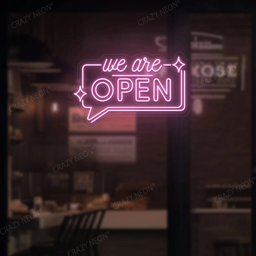 We are Open Neon Sign | Pink