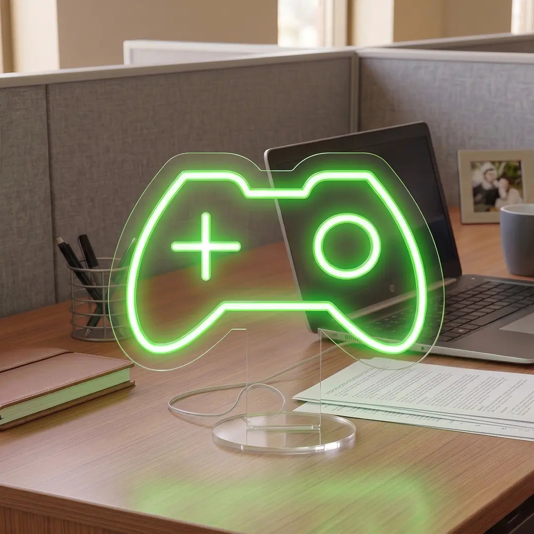 Game On Controller Mini Neon Sign in Green Color