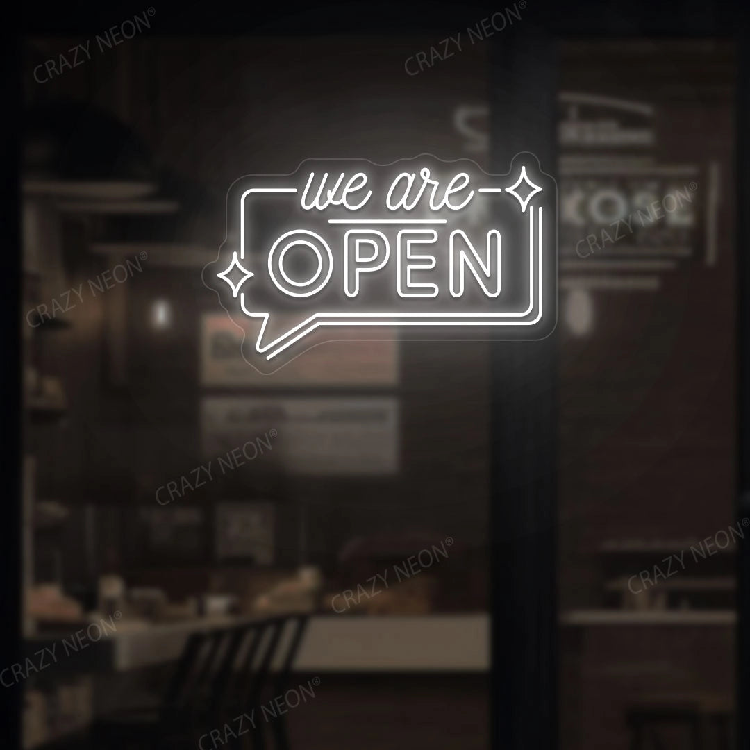 We are Open Neon Sign | White