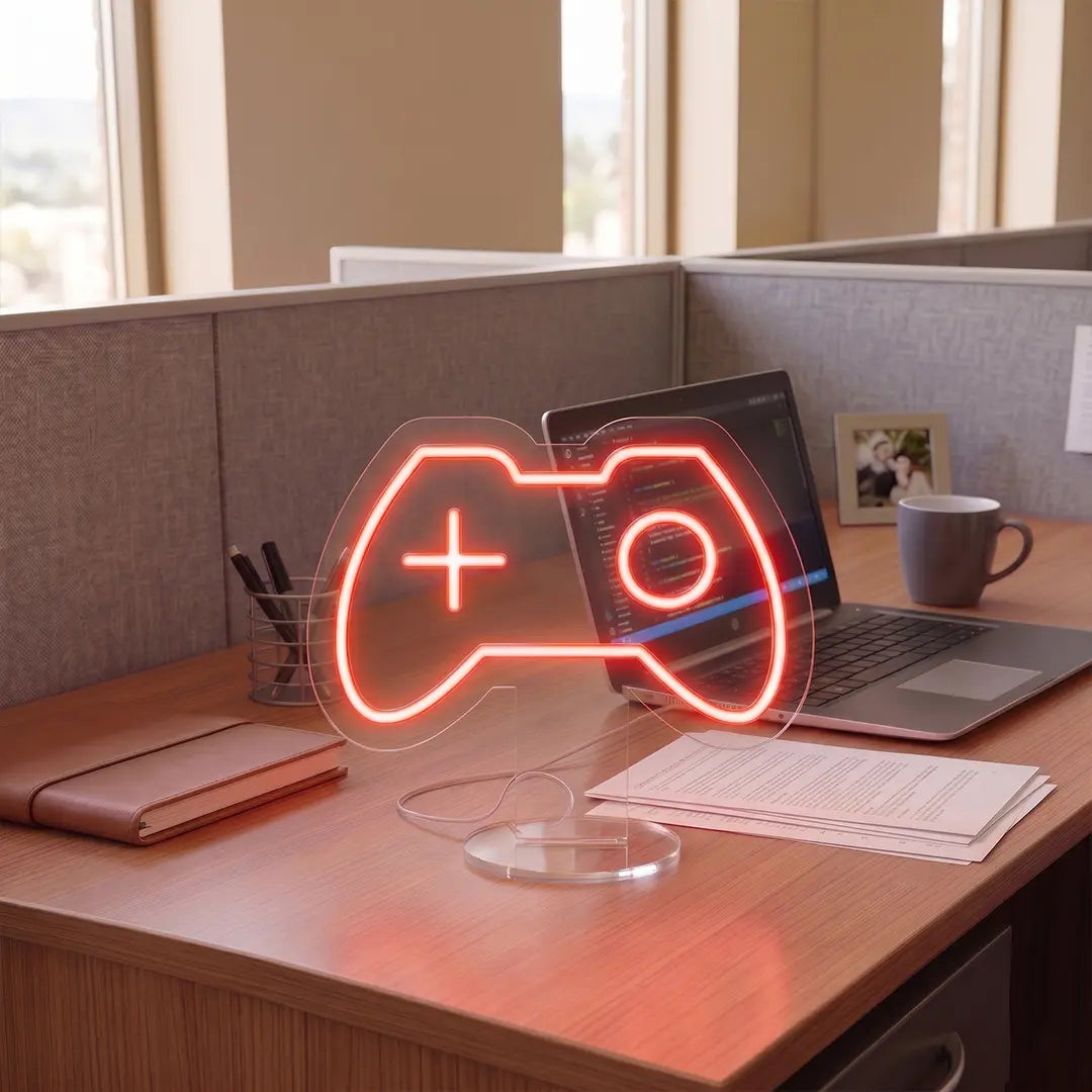 Game On Controller Mini Neon Sign In red Color