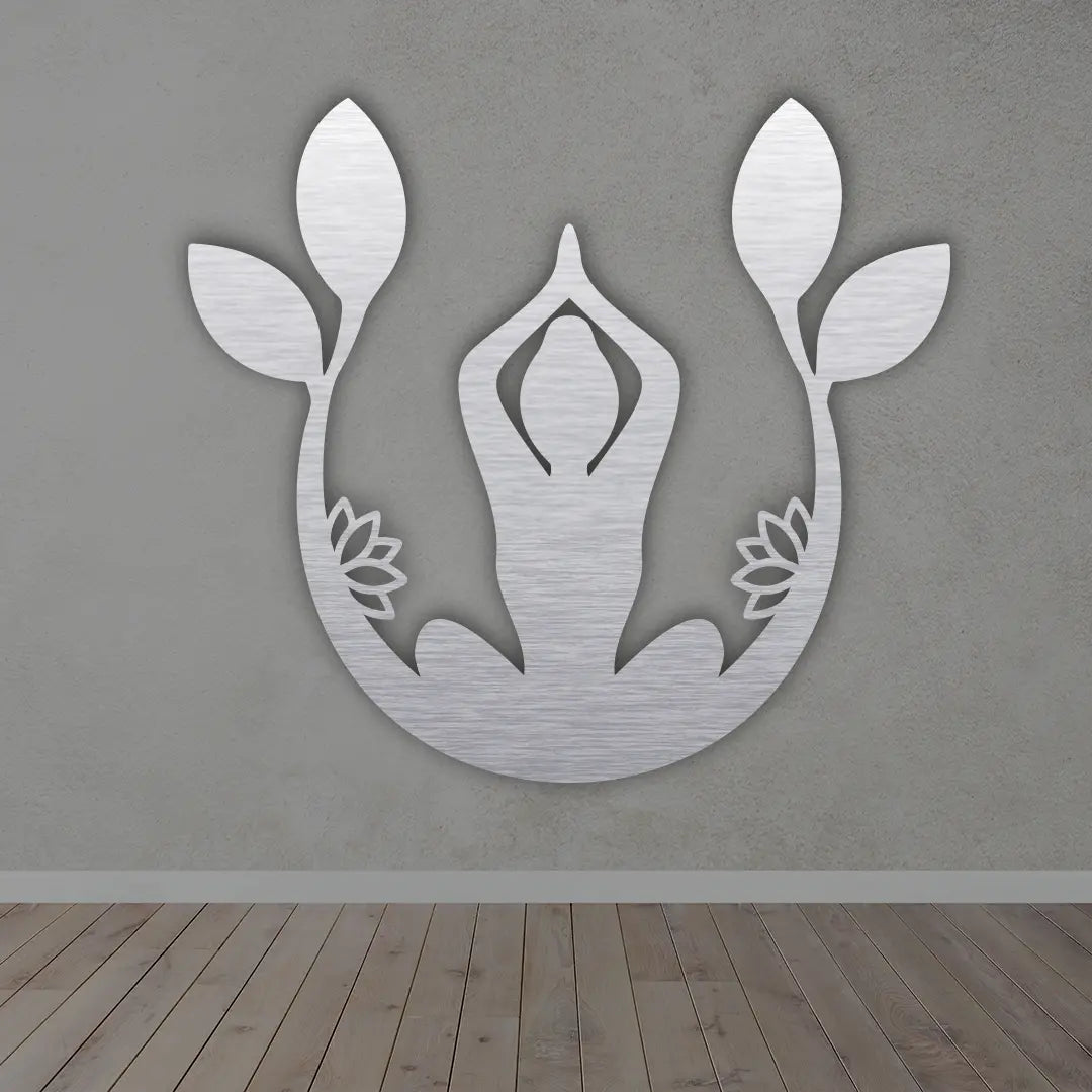 Yoga Meditation Metal wall Art in silver Color