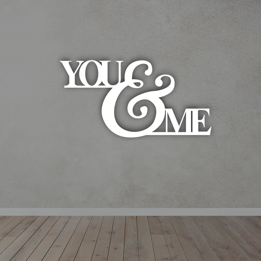 You And Me Metal Wall Art Sign in White Color