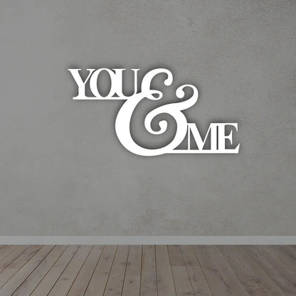 You And Me Metal Wall Art Sign in White Color