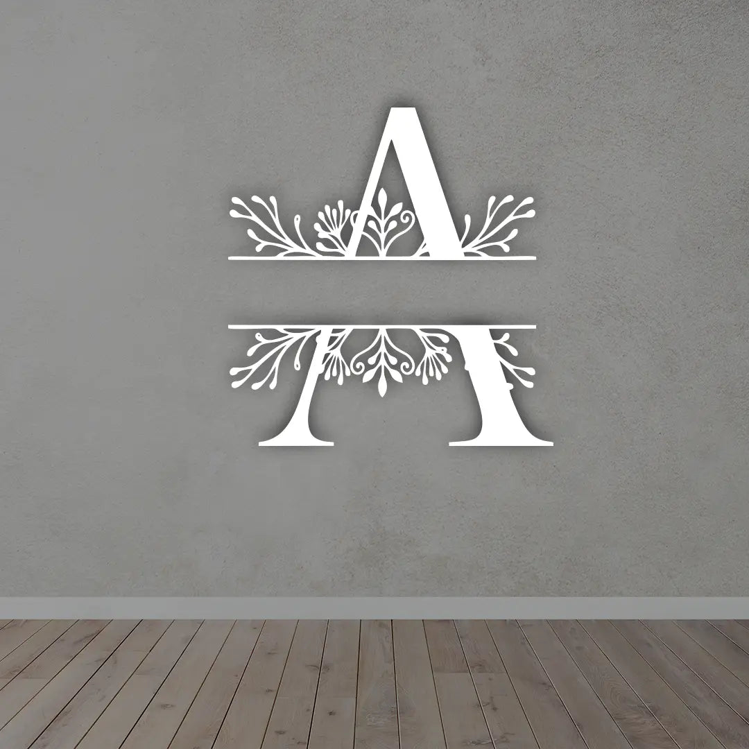Custom Metal Name Sign in White colour mounted on wall 