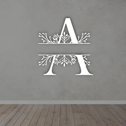 Custom Metal Name Sign in White colour mounted on wall 