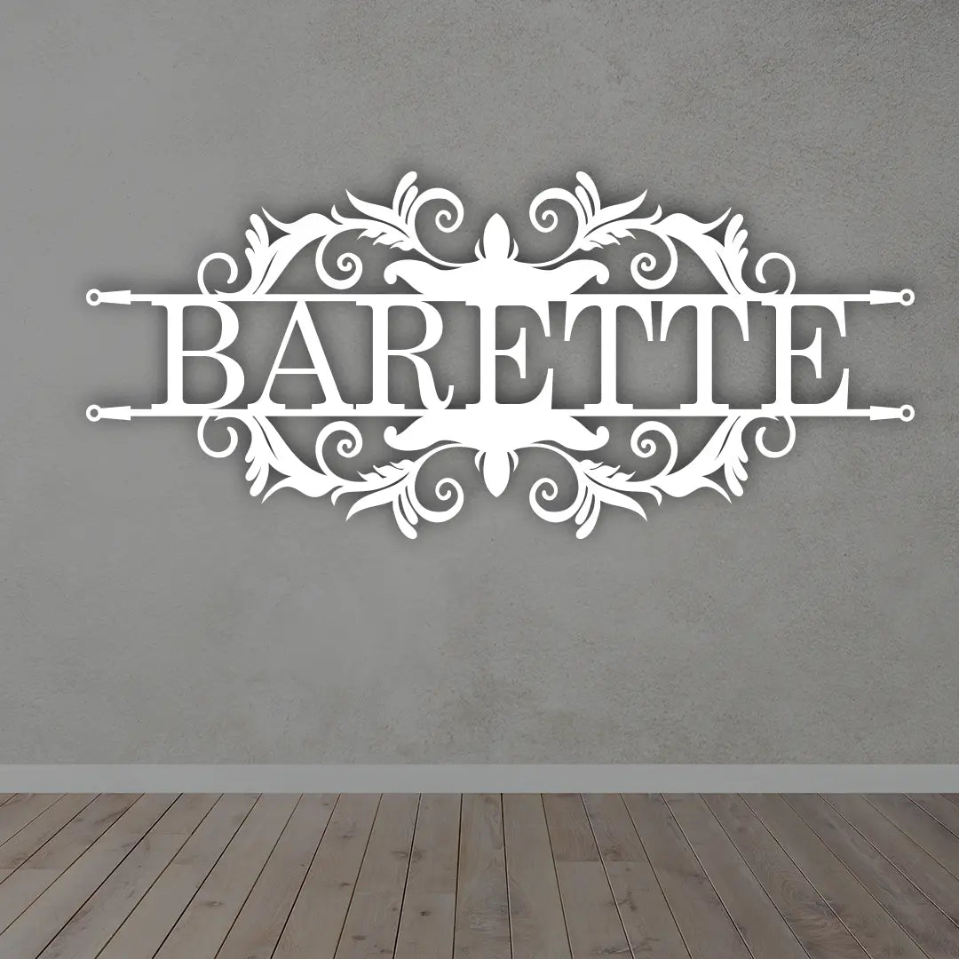 Custom Metal Name Plates in White colour mounted on wall