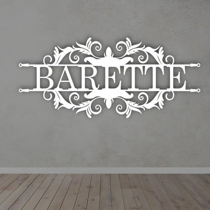 Custom Metal Name Plates in White colour mounted on wall