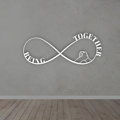 Being together Love Metal wall art in white colour 