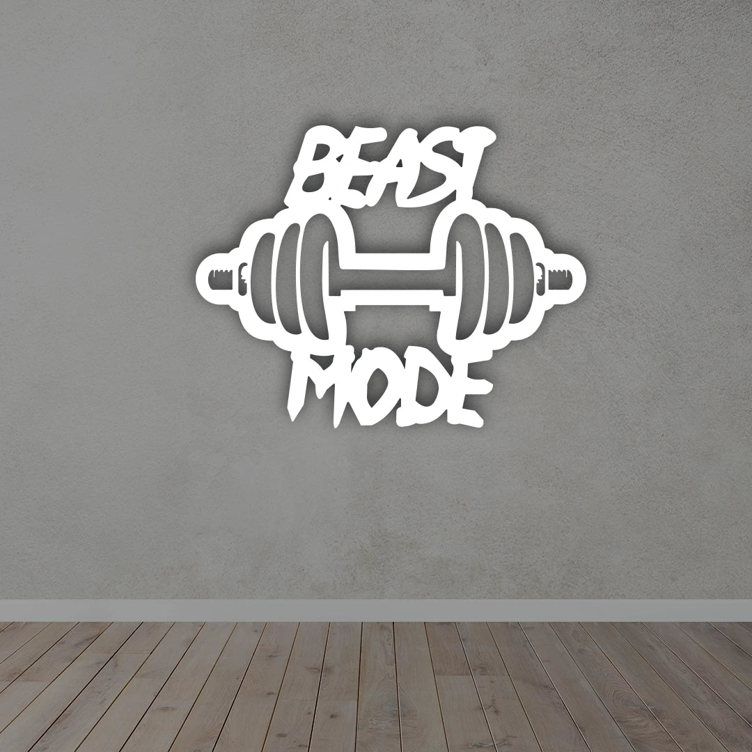 Beast Mode Metal wall art in white colour